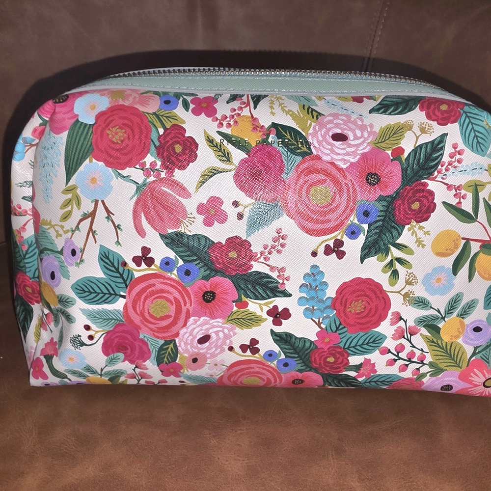 Rifle Paper Co. Floral Cosmetic Bag - Pink and Green